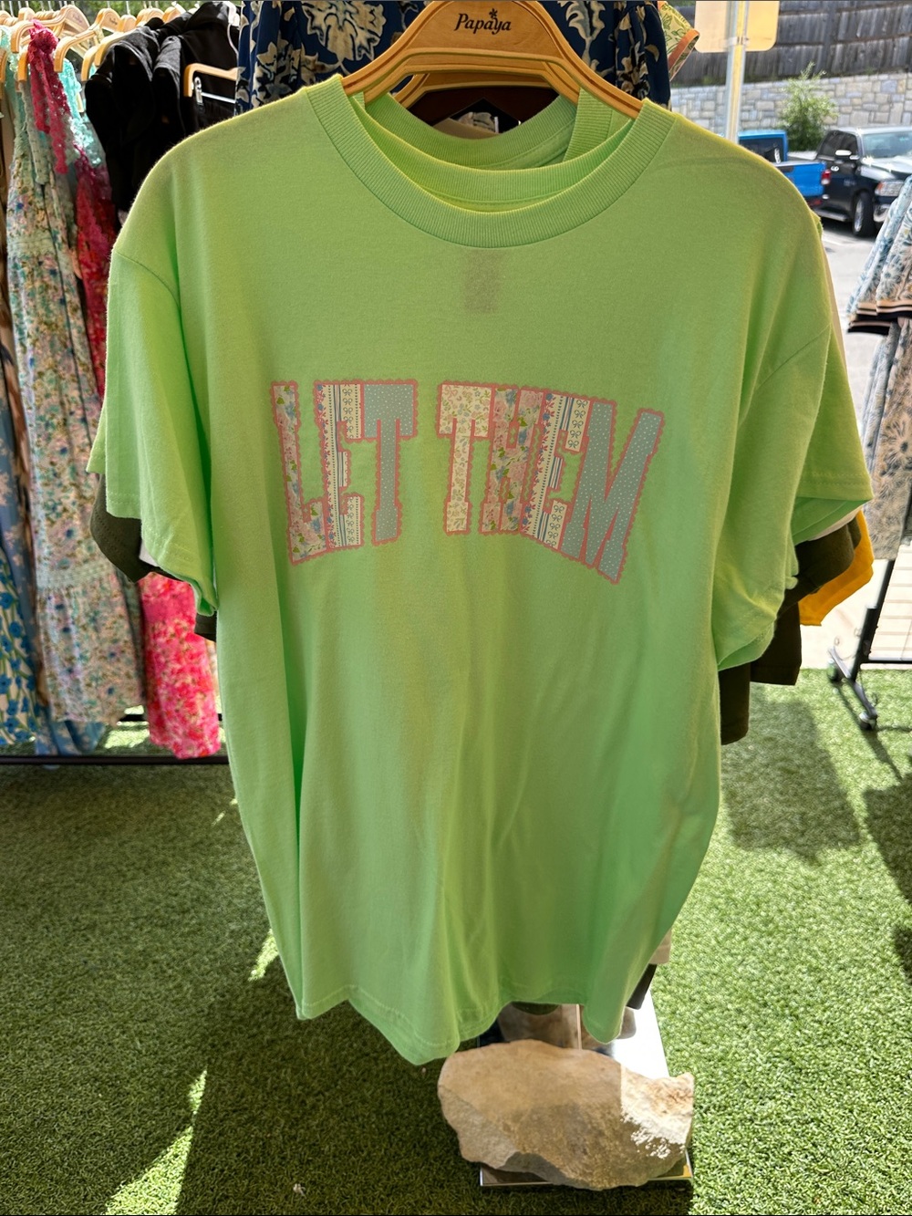LET THEM Neon Green Graphic Tee
